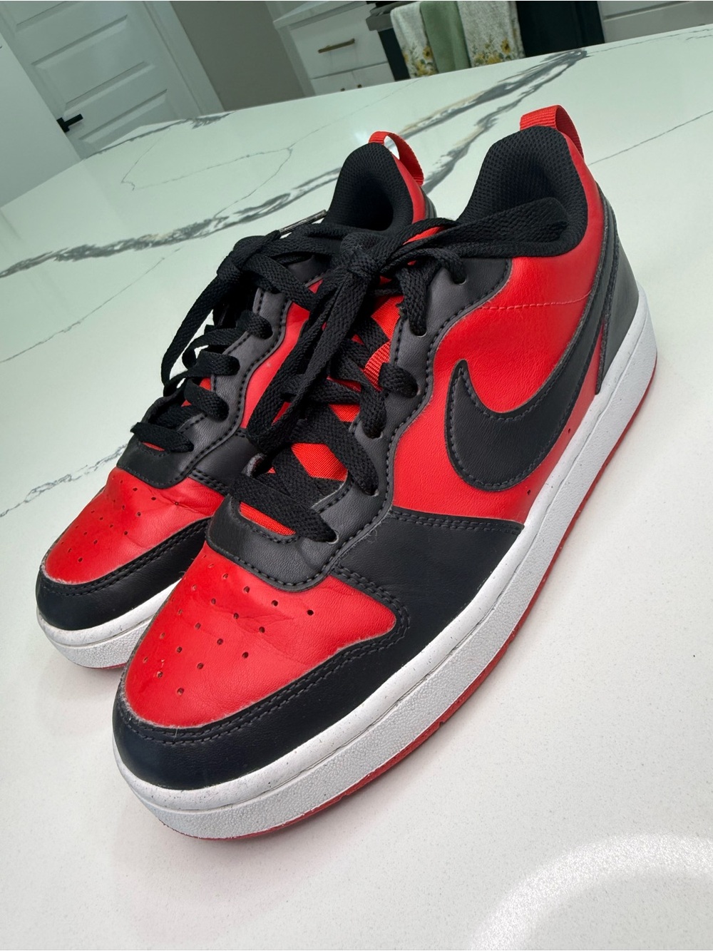 Nike Court Borough Low Recraft GS Black Red Bred DV5456 Youth Size 6.5Y Sneaker